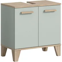 WELLTIME Waschbeckenunterschrank WELLTIME "MINTTU, Breite 60 cm, 2 Türen, 1 Einlegeboden, 2 Fächer", grau (hellgrün, eiche hell nachbildung), B:60cm H:61cm T:34cm, FSC-zertifizierter Holzwerkstoff, Schränke, Waschbeckenunterschrank, Badmöbel, Badschrank, Schrank,