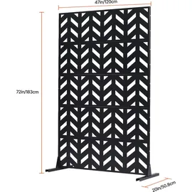 Vevor Paravent 120 x 50,8 x 183 cm Schwarz Metall