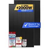 Solakon® Solarpanel 500W Bifazial Glas-Glas N-Type – Solarmodul Full Black 40V für Balkonkraftwerk / Photovoltaikanlage (4 Stück)