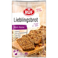 RUF Lieblingsbrot Müsli-Rosine, Brot-Backmischung, Brotmischung, Brotteig-Mischung, für Brot wie vom Bäcker, glutenfrei, ohne Mehl und Hefe, 1 x 600g