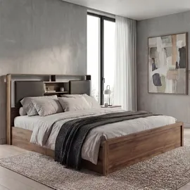 MCW King Size Bett P43 180 x 200 cm MDF Eiche Wotan-Eiche-Optik weiß