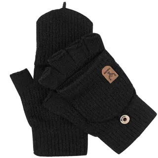 Handschuhe Fingerlos mit Kappe,Fingerlose Handschuhe Damen,Handschuhe Damen Fingerlos,Handschuhe Fingerlos Herren,Handschuhe Fäustlinge,Fingerhandschuhe mit Kappe,für Herren und Damen (Schwarz) - 22 × 10cm