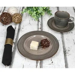 Mäser Prospero 18tlg Kaffeeservice braun Porzellan 6Pers Tasse Untertasse Teller