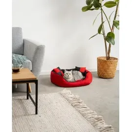LIONTO Hundebett 4-in-1 S 65 x 50 cm rot/schwarz