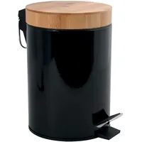 MSV Kosmetikeimer 3 Liter Edelstahl Bambus mit Absenkautomatik und