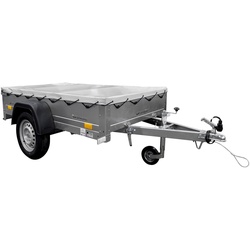 Anhänger für Auto Garden Trailer 200 KIPP 200x106 cm 750 kg [mit Flachplane und Stützrad]