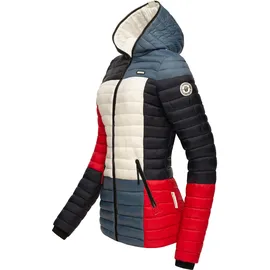 Navahoo Damen, Übergangsjacke Colorblocking leichte Steppjacke mit Kapuze Multikulti Multicolour French-Tricoloree Gr. M - M
