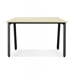 Besprechungstisch Holz Metall  Konferenztisch Quadratisch für Teamarbeit  Bürotisch mit Pulverbeschichtung  Modern Beige Schwarz  Kadima Design