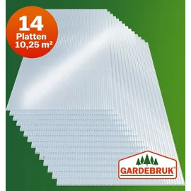 Gardebruk 14x Polycarbonat Hohlkammerstegplatten 4mm 10,25 m2 Doppelstegplatte 1210x605 Stegplatte