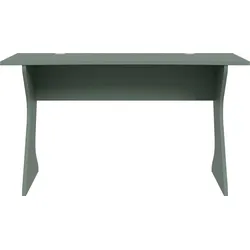 Schreibtisch FORTE "Utapau, geschwungene Tischplattenform", grün (salbei, salbei, salbei), B:140cm H:76,2cm T:65cm, Tische, mit Kabeldurchführung, verschiedene Maßausführungen