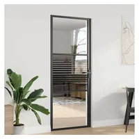 vidaXL Glastür Gestreift Schwarz rechts 76 x 201,5 cm Aluminium