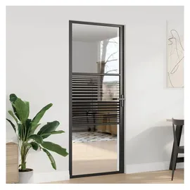 vidaXL Glastür Gestreift Schwarz rechts 76 x 201,5 cm Aluminium