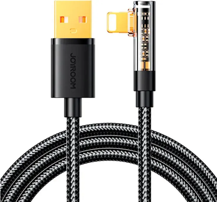 Joyroom Gaming Serie S-UL012A6 Schwarz Blitz (Winkel) / USB-A (Gerade) Kabel 2,4A 1,2m