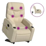 vidaXL Elektrischer Massagesessel mit Aufstehhilfe Creme Stoff