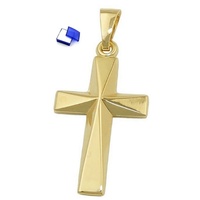 unbespielt Kreuzanhänger Anhänger Kreuz glänzend 375 Gold 21 x 13 mm inkl. Schmuckbox, Goldschmuck für Damen und Herren goldfarben