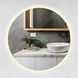 Tulup Led, Blaugrau, Glas, Rund, 40x40x2.4 cm Spiegel Wandspiegel