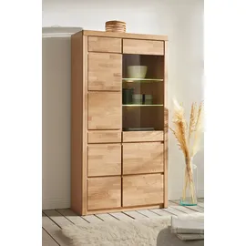Home Affaire Vitrine »Silkeborg« teilmassiv, schöne grifflose Optik braun