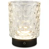 Briloner - LED Tischlampe kabellos IP44 mit Glaskorpus, Touchdimmbar in Stufen, Akku & Lichtquelle tauschbar, Nachttischlampe, Dekolampe, Akku Tischleuchte, Wohnzimmer, Kinderzimmer, 15x11 cm, Klar