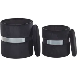 Beliani Pouf mit Stauraum 2er Set Samt 0 x 0 x 0 cm Schwarz