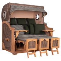 Mr. Deko Strandkorb Düne Grande XXL Bullauge Teak PE