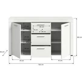 VCM Sideboard Jam 125 x 80 x 35 cm Weiß
