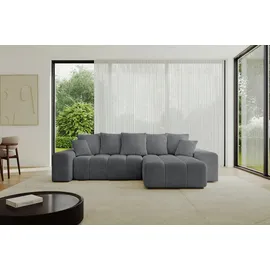 altdecor Ecksofa Cord 2-Sitzer Dunkelgrau