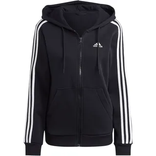 Adidas Damen Essentials 3-Streifen Kapuzenjacke schwarz-weiß