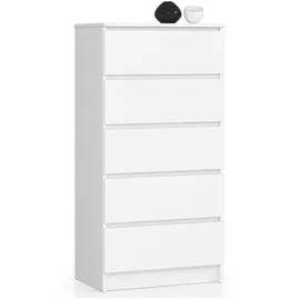 akord furniture factory AKORD K60 Weiß 60 cm, 5 Schubladen B60 x H121 x T40 cm - Sideboards, Highboards