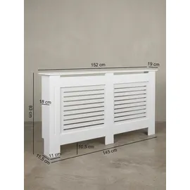 KADIMA DESIGN Moderne Heizkörperabdeckung mit Lamellenmuster Heizungsverkleidung 152x19x83 cm