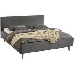 Polsterbett MEISE.MÖBEL "Mattis", grau (anthrazit), B:201cm H:105cm L:218cm, Bezug Bett: Struktur Gewebe (100% Polyester), Betten, Topseller, wahlweise mit Bettkasten