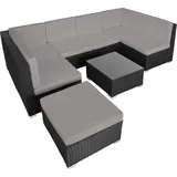 Tectake Venedig Rattan Lounge schwarz/grau