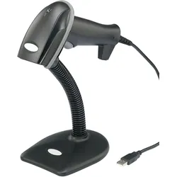 renkforce 1D Barcode-Scanner LS6300E, Laser, Schwarz, USB-Kit, mit Standfuß