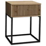 Stella Trading Livetastic Nachtschrank Schwarz, Eiche Artisan Metall, Holzwerkstoff, 1 Schubladen, 40x52x38.5 cm Schlafzimmer, Nachttische