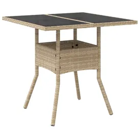 vidaXL 3-tlg. Garten-Essgruppe mit Kissen Beige Poly Rattan und Glas