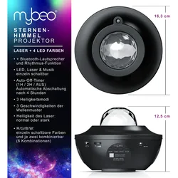 MyBeo LED Sternenhimmel Projektor - Kinder Erwachsene - Sternenprojektor Nachtlicht - Sternenlicht Projektor mit 360°Drehen Ozeanwellen - Bluetooth