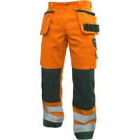 DASSY® Glasgow Warnschutz Multitaschen-Bundhose mit Kniepolstertaschen - neonorange/flaschengrün - 50-5cm