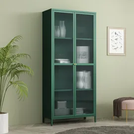 [en.casa] Vitrine Säkylä 180 x 80 x 35 cm Tannengrün