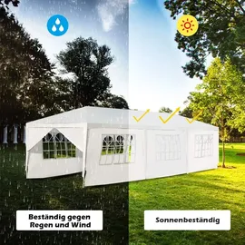 Costway Faltpavillon 3 x 9 m inkl. 8 Seitenteile Weiß