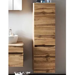 Badezimmer Hochschrank im Wildeiche Dekor 135 cm hoch