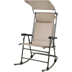 SVITA Schaukelstuhl faltbar Outdoor mit Sonnenschutz Kopfstütze Armlehne Sandbraun