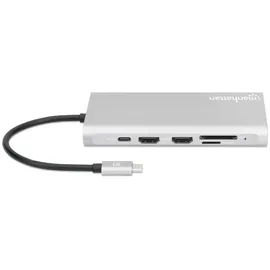 Manhattan USB-C PD 12-in-1-Dockingstation mit MST für drei HDMI-Monitore