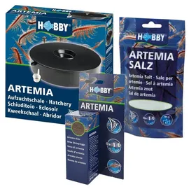 Hobby Set zur Artemia Aufzucht: Aufzuchtschale + 20 ml Eier + 195g Salz