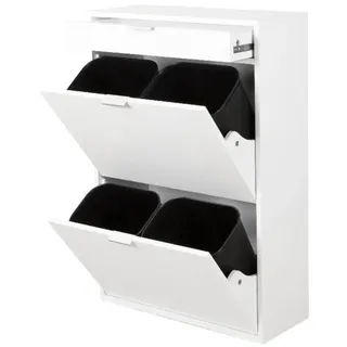 Happy Home Mülltrennsystem Platzsparender Mülleimerschrank mit 4 Einräumen für Mülltrennung 60 cm x 90 cm x 25 cm