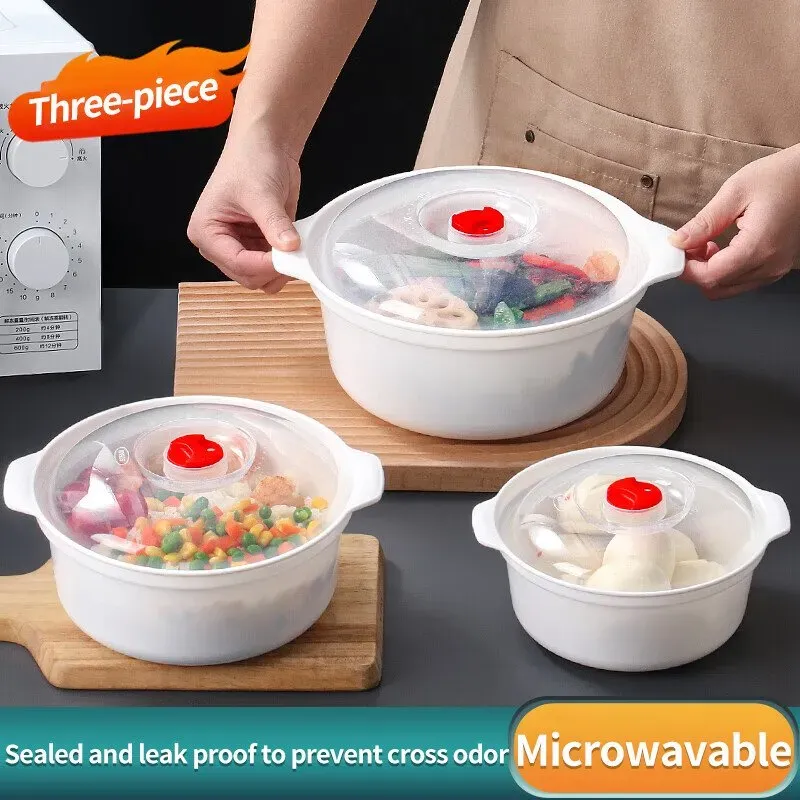 BJ Dreiteiliges Mikrowellen-Lunchbox-Set – spezieller Heiz- und Konservierungsbehälter