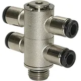 Riegler T-Mehrfachverteiler 4-fach »click-clock«, drehbar, G 1/4 a. Ã ̃10mm