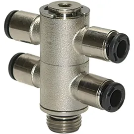 Riegler T-Mehrfachverteiler 4-fach »click-clock«, drehbar, G 1/4 a. Ã ̃10mm
