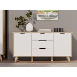 Forte Sideboard 149,1 x 76,7 x 42 cm Planked Eiche / Weiß