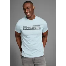 Bruno Banani T-Shirt BRUNO BANANI, Herren, Gr. L (52/54), blau (blau grau), Single Jersey, Obermaterial: 100% Baumwolle, bedruckt, slim fit, Rundhals, Shirts T-Shirt, in schmaler Passform