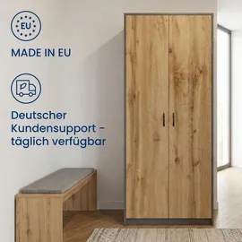 home collective Kleiderschrank 74 x 180 x 0 cm Anthrazit/Eiche