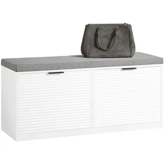 SoBuy Schuhbank, Weiß, Holzwerkstoff, 105x48x35 cm, Garderobe, Garderobenbänke, Schuhbänke